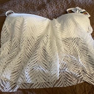 NWT white netted swim top size L 12-14. Boning support molded cups